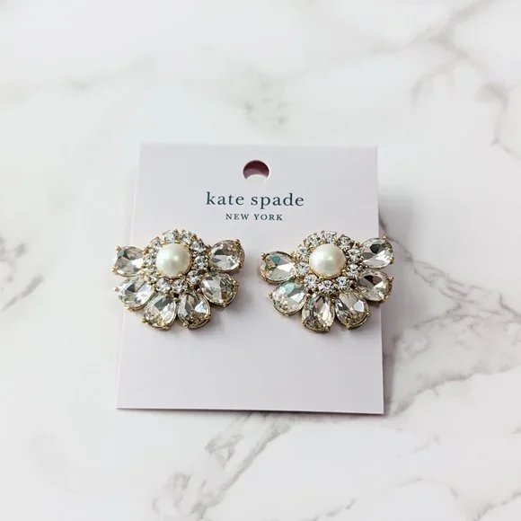 Kate Spade New York Pearl Crystal Cluster Earrings - Picture 2 of 4